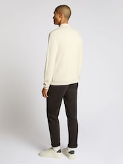 Remus Uomo Cream Long Sleeve Knited Polo Shirt - Image 3 of 5