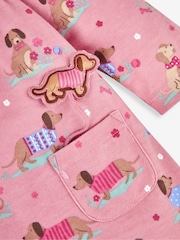 JoJo Maman Bébé Pink Sausage Dog Button Front Dress - Image 3 of 4
