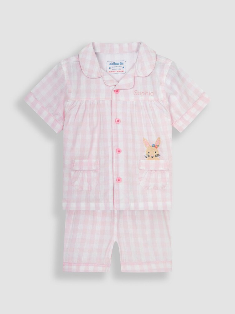 JoJo Maman Bébé Pink Personalised Gingham Pyjamas - Image 2 of 5