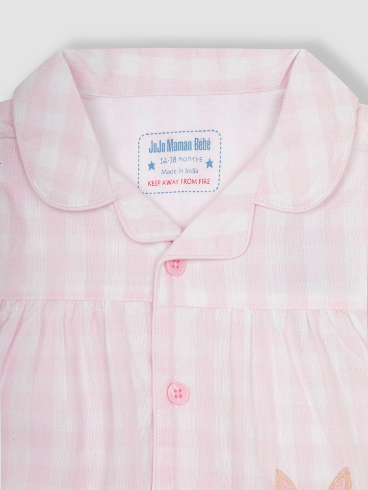 JoJo Maman Bébé Pink Personalised Gingham Pyjamas - Image 5 of 5