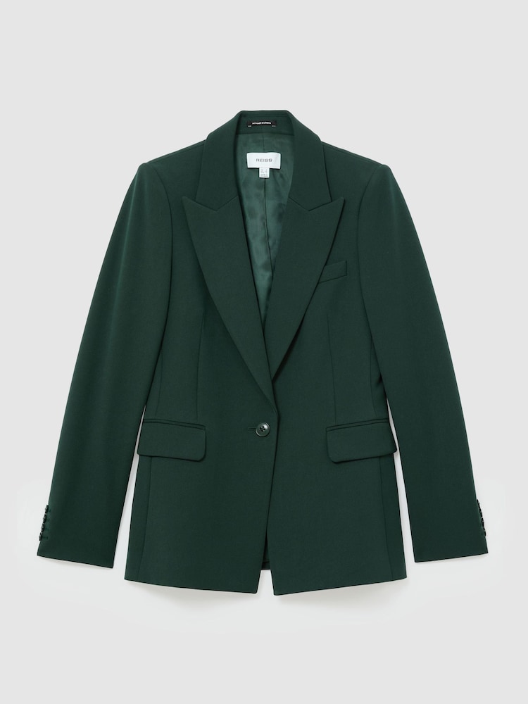 Reiss Green Gabi Petite Tailored Single Breasted Suit Blazer - Image 2 of 8 Reiss Green Gabi Petite Tailored Single Breasted Suit Blazer - Image 2 of 8