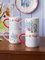 Cath Kidston Cream London Stacking Mugs 4 Pack - Image 1 of 6