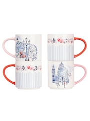 Cath Kidston Cream London Stacking Mugs 4 Pack - Image 4 of 6