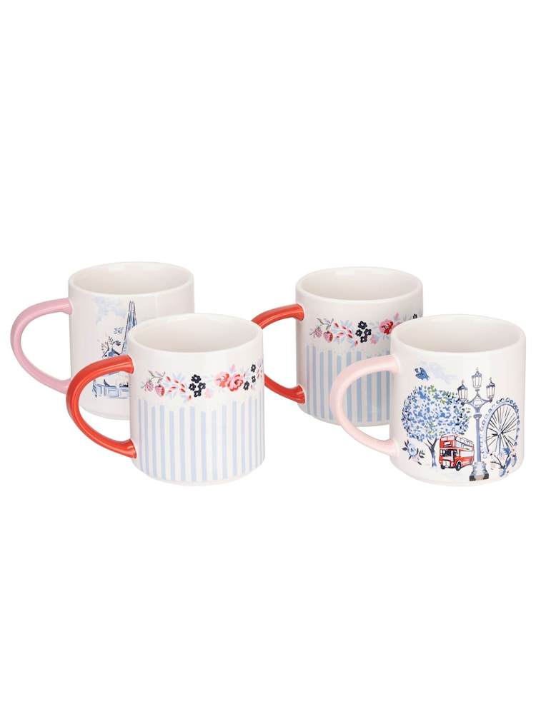 Cath Kidston Cream London Stacking Mugs 4 Pack - Image 6 of 6