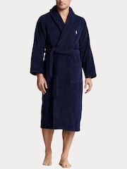 Polo Ralph Lauren Navy Shawl Collar Dressing Gown - Image 1 of 5