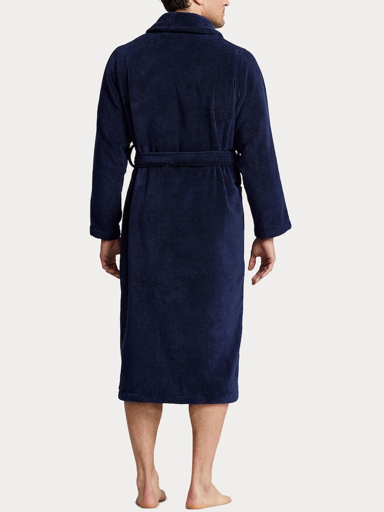 Polo Ralph Lauren Navy Shawl Collar Dressing Gown - Image 2 of 5