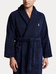 Polo Ralph Lauren Navy Shawl Collar Dressing Gown - Image 3 of 5