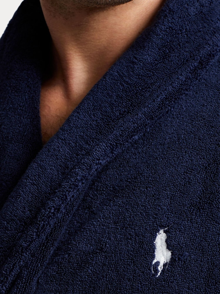 Polo Ralph Lauren Navy Shawl Collar Dressing Gown - Image 4 of 5