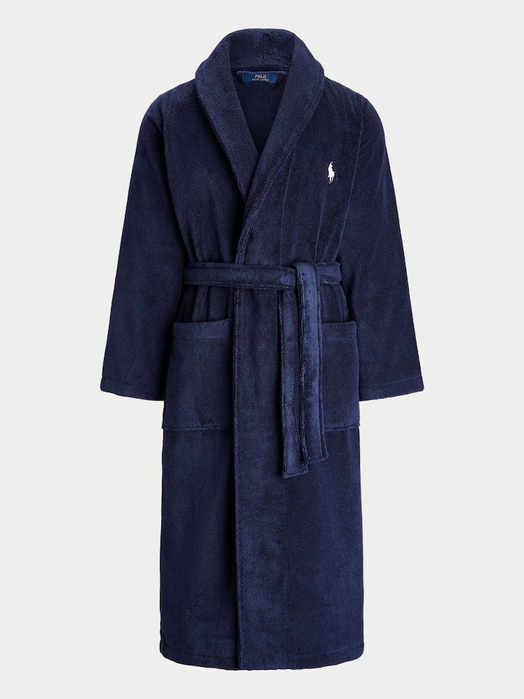 Polo Ralph Lauren Navy Shawl Collar Dressing Gown - Image 5 of 5