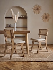 Set of 2 Arona Faux Leather Light Natural Abel Dark Wood Leg Dining Chairs - Image 1 of 8