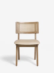 Set of 2 Arona Faux Leather Light Natural Abel Dark Wood Leg Dining Chairs - Image 3 of 8