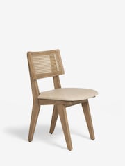 Set of 2 Arona Faux Leather Light Natural Abel Dark Wood Leg Dining Chairs - Image 4 of 8