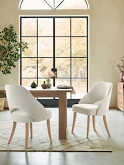 Set of 2 Fine Chenille Light Natural Remi Light Wood Leg Dining Chairs - Image 1 of 9
