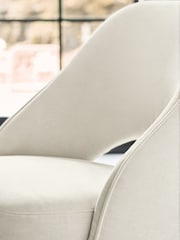 Set of 2 Fine Chenille Light Natural Remi Light Wood Leg Dining Chairs - Image 2 of 9