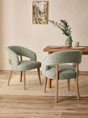 Set of 2 Soft Texture Sage Green Remi Light Wood Leg Dining Chairs - Image 1 of 2
