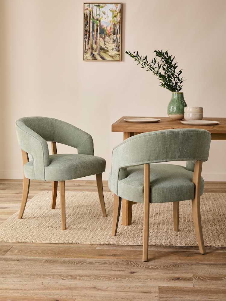 Set of 2 Soft Texture Sage Green Remi Light Wood Leg Dining Chairs - Image 1 of 2
