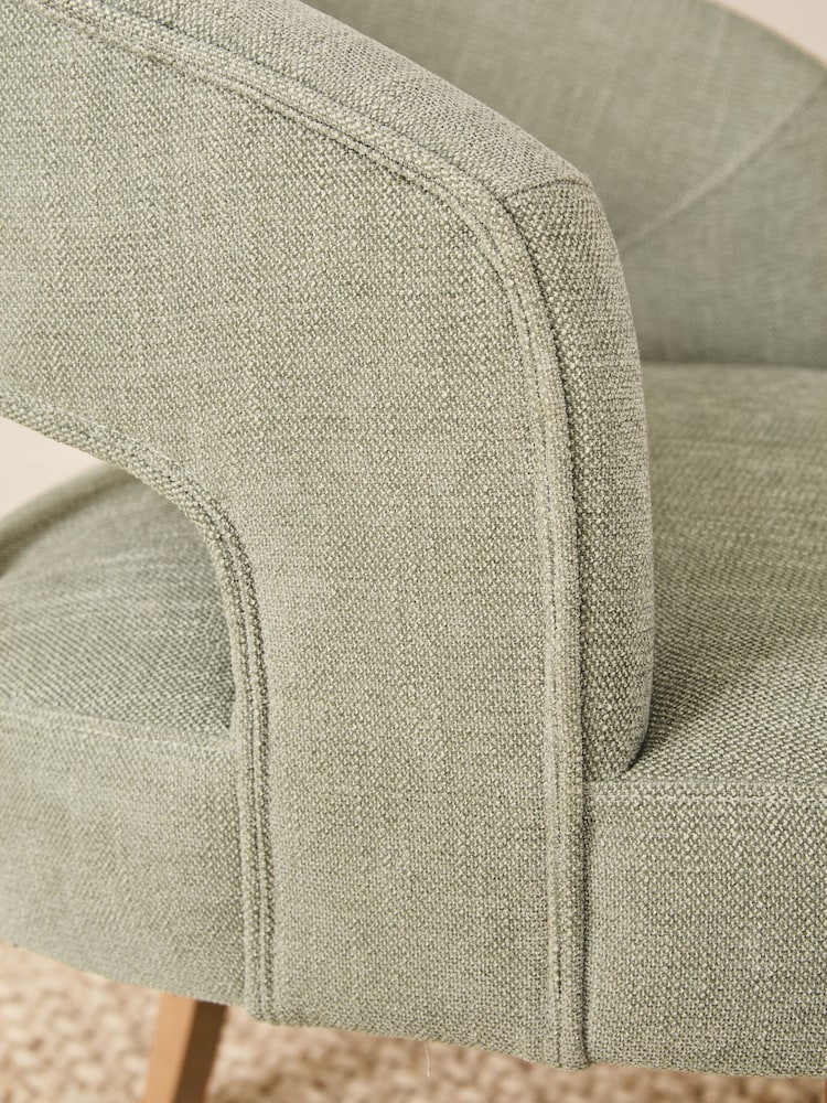 Set of 2 Soft Texture Sage Green Remi Light Wood Leg Dining Chairs - Image 2 of 9