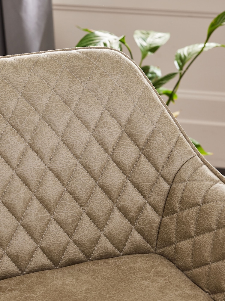 Monza Faux Leather Mink Hamilton Quilted Kitchen Bar Stool - Image 2 of 9