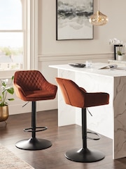 Soft Velvet Rust Brown Hamilton Quilted Kitchen Bar Stool - Image 1 of 9