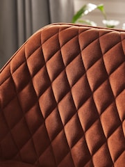 Soft Velvet Rust Brown Hamilton Quilted Kitchen Bar Stool - Image 2 of 9