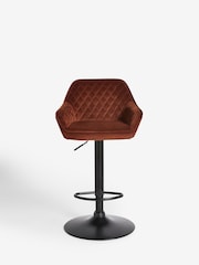 Soft Velvet Rust Brown Hamilton Quilted Kitchen Bar Stool - Image 3 of 9