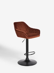 Soft Velvet Rust Brown Hamilton Quilted Kitchen Bar Stool - Image 4 of 9