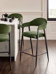 Soft Velvet Olive Green Nora Bar Stool - Image 1 of 8