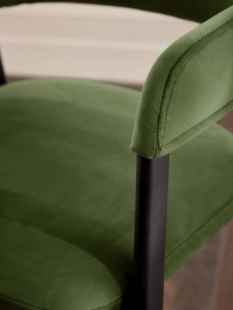 Soft Velvet Olive Green Nora Bar Stool - Image 2 of 8