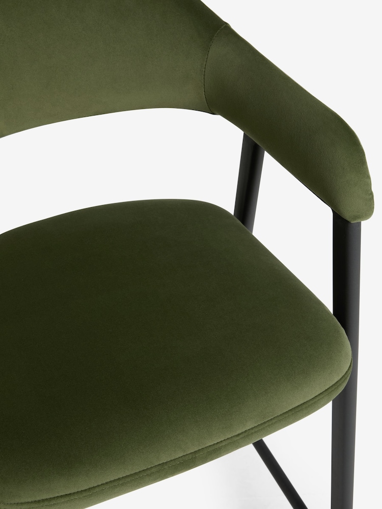 Soft Velvet Olive Green Nora Bar Stool - Image 8 of 8