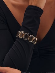 Mood Gold Plated Brown Statement Stretch Bracelet - Image 1 of 3