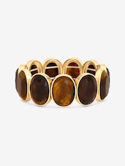 Mood Gold Plated Brown Statement Stretch Bracelet - Image 3 of 3