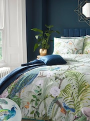 Soiree Green Peacock Jungle 100% Cotton Duvet Cover Set - Image 2 of 4