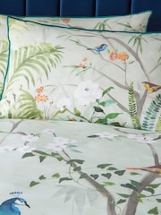 Soiree Green Peacock Jungle 100% Cotton Duvet Cover Set - Image 4 of 4