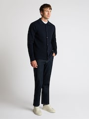 Remus Uomo Blue Long Sleeve Knited Polo Shirt - Image 2 of 5