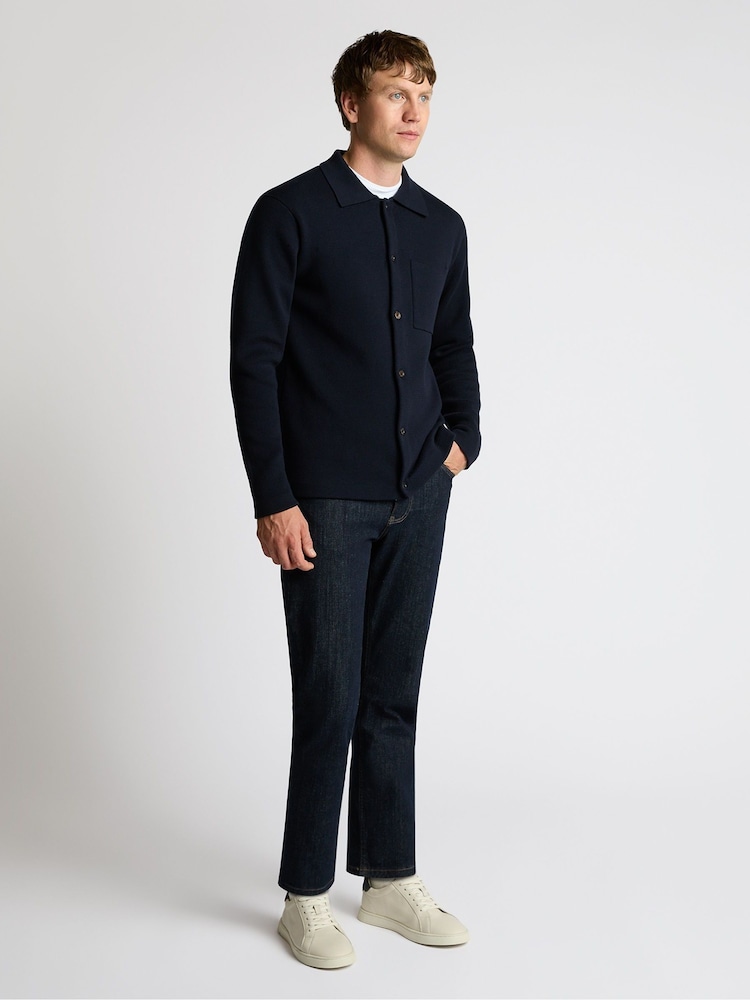 Remus Uomo Blue Long Sleeve Knited Polo Shirt - Image 2 of 5 Remus Uomo Blue Long Sleeve Knited Polo Shirt - Image 2 of 5
