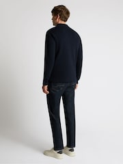 Remus Uomo Blue Long Sleeve Knited Polo Shirt - Image 3 of 5