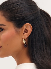 Mood Gold Plated And Brown Ball Drop Earrings - Image 1 of 3