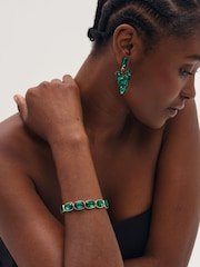 Mood Gold Plated And Emerald Leaf Statement Earrings - Image 2 of 2