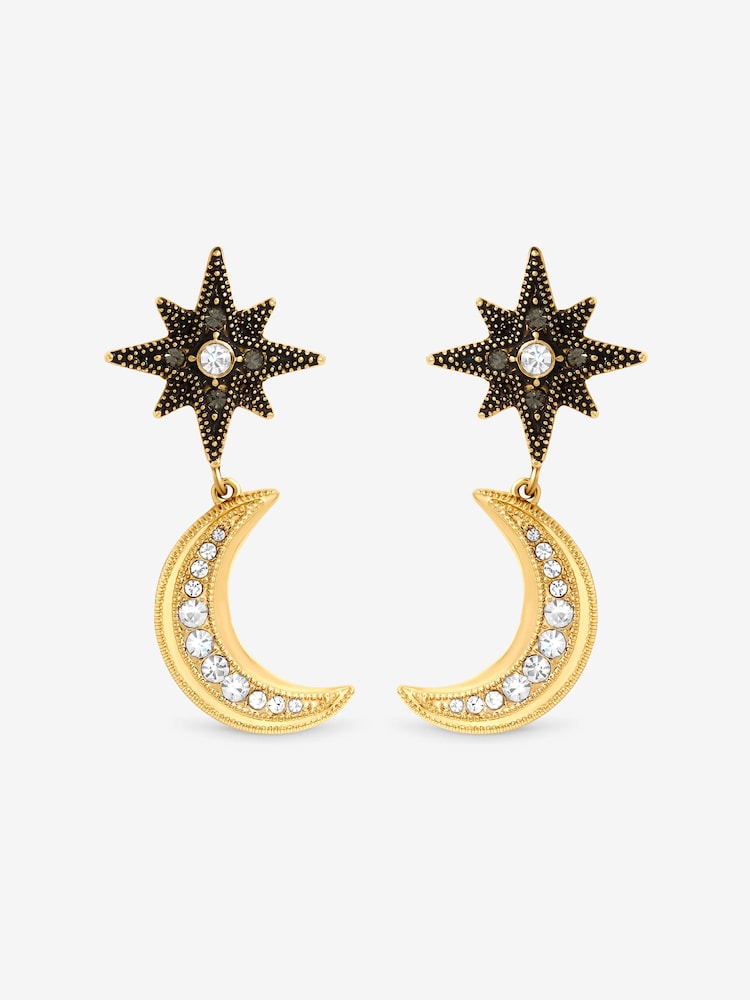 Mood Silver Two Tone Celestial Charm Earrings - Image 1 of 1 Mood Silver Two Tone Celestial Charm Earrings - Image 1 of 1
