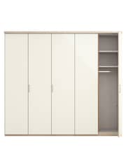 Wiemann Peyton Rustic Oak / White Glass Semi Fitted 5 Door Wardrobe - Image 4 of 4