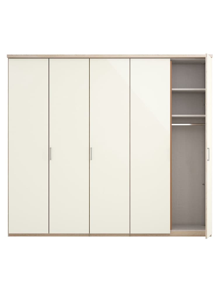 Wiemann Peyton Rustic Oak / White Glass Semi Fitted 5 Door Wardrobe - Image 4 of 4