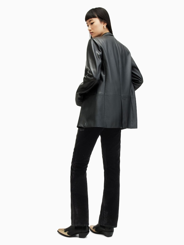 AllSaints Black Hollis Flock Bootcut Jeans - Image 2 of 6
