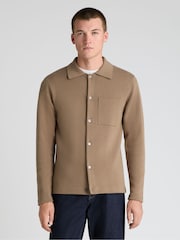 Remus Uomo Brown Long Sleeve Knited Polo Shirt - Image 1 of 5