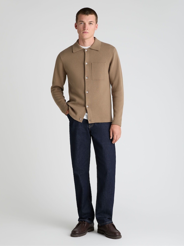 Remus Uomo Brown Long Sleeve Knited Polo Shirt - Image 2 of 5 Remus Uomo Brown Long Sleeve Knited Polo Shirt - Image 2 of 5