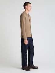 Remus Uomo Brown Long Sleeve Knited Polo Shirt - Image 4 of 5