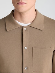 Remus Uomo Brown Long Sleeve Knited Polo Shirt - Image 5 of 5