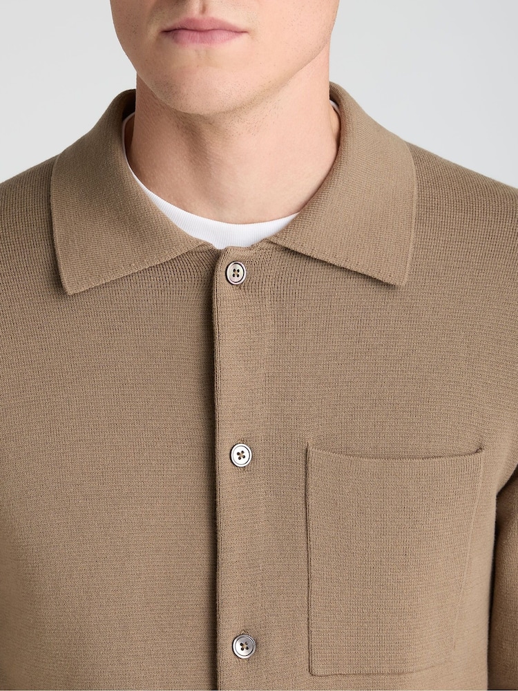 Remus Uomo Brown Long Sleeve Knited Polo Shirt - Image 5 of 5 Remus Uomo Brown Long Sleeve Knited Polo Shirt - Image 5 of 5