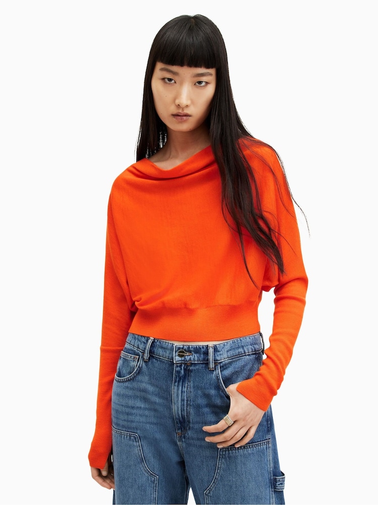 AllSaints Orange Ridley M Crop Jumper - Image 1 of 6