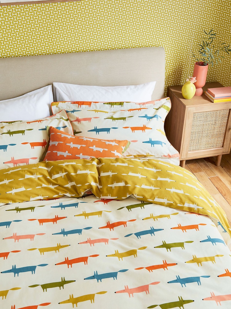 Scion Orange Little Mr Fox Birthday 100% Cotton Cushion - Image 2 of 4