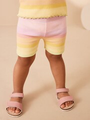 Rainbow Ribbed Short Sleeve T-Shirt and Cycle Shorts Set (3mths-7yrs) - Image 3 of 5